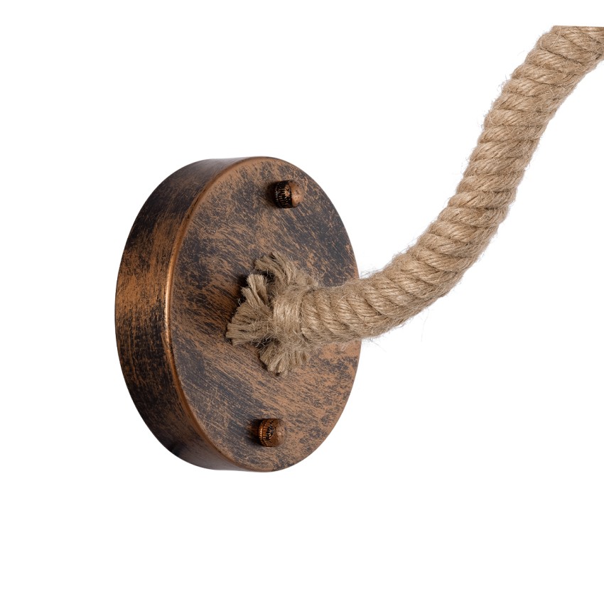 BRASTA  Vintage Επιτοίχιο Φωτιστικό Απλίκα Μονόφωτο 1 x E27 IP20 Χάλκινο Μέταλλο με Μπεζ Σχοινί - Μ26 x Π42.5 x Υ24cm