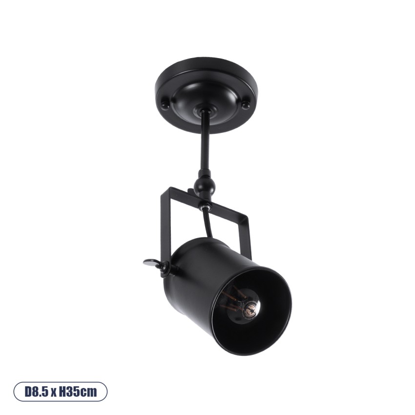 GLOBOSTAR® HOLLYWOOD  Vintage Φωτιστικό Οροφής με Ντουί 1 x E27 AC 220-240V IP20 - Μαύρο - Μ8.5 x Π8.5 x Υ35cm