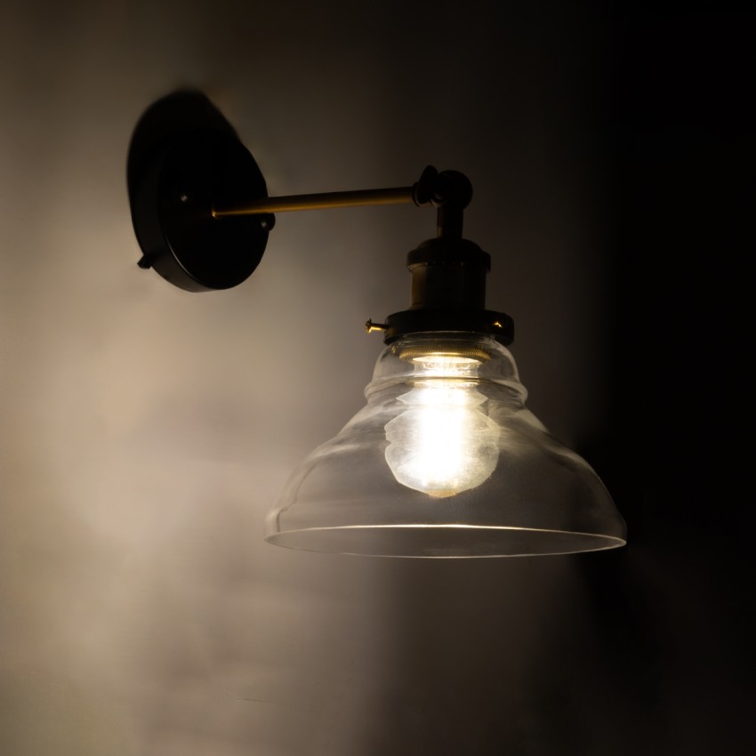 GLOBOSTAR® BINGLEY  Vintage Φωτιστικό Τοίχου - Απλίκα με Ντουί 1 x E27 AC 220-240V IP20 - Διάφανο & Χρυσό - Μ19 x Π30 x Υ24cm