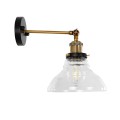 GLOBOSTAR® BINGLEY  Vintage Φωτιστικό Τοίχου - Απλίκα με Ντουί 1 x E27 AC 220-240V IP20 - Διάφανο & Χρυσό - Μ19 x Π30 x Υ24cm