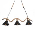 TYMEN  Vintage Κρεμαστό Φωτιστικό Καμπάνα Τρίφωτο 3 x E27 IP20 Μαύρο Μέταλλο με Μπεζ Σχοινί - Μ85 x Π18.5 x Υ20cm