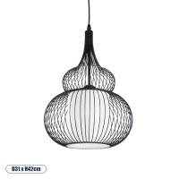 GLOBOSTAR® LILY  Μοντέρνο Κρεμαστό Φωτιστικό Οροφής με Ντουί 1 x E27 AC 220-240V IP20 - Μαύρο & Λευκό - Μ31 x Π31 x Υ42cm