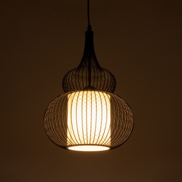 GLOBOSTAR® LILY  Μοντέρνο Κρεμαστό Φωτιστικό Οροφής με Ντουί 1 x E27 AC 220-240V IP20 - Μαύρο & Λευκό - Μ31 x Π31 x Υ42cm