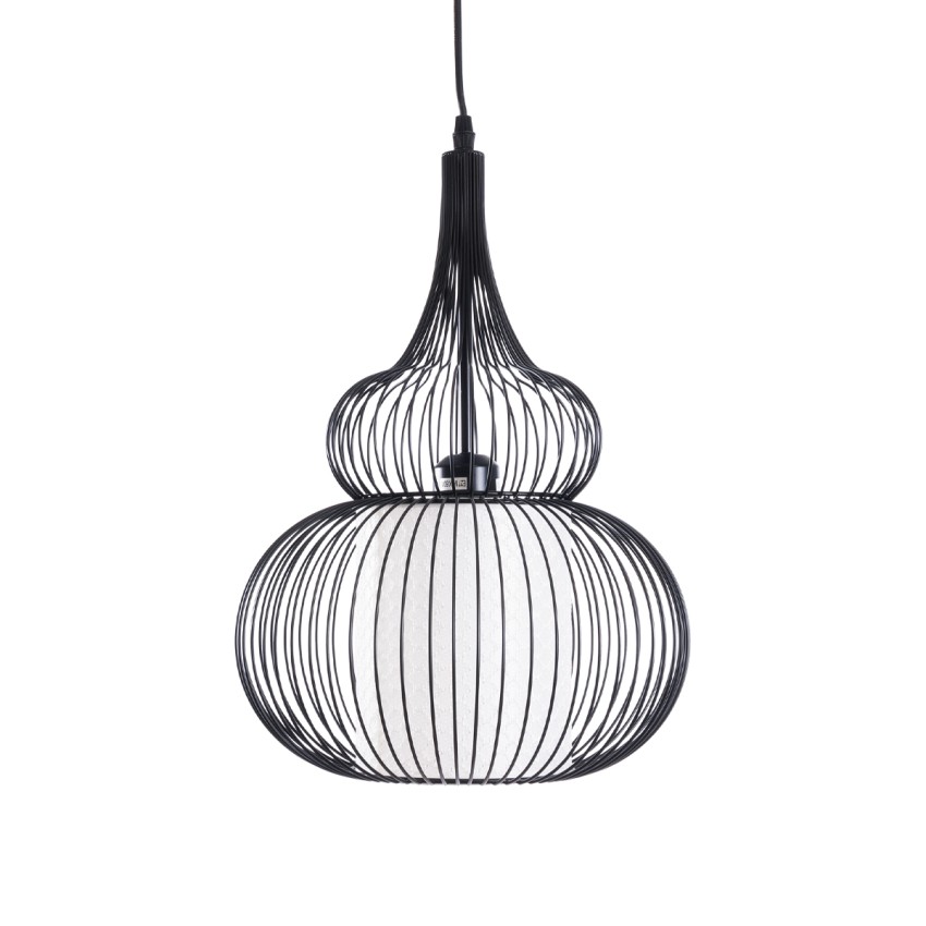 GLOBOSTAR® LILY  Μοντέρνο Κρεμαστό Φωτιστικό Οροφής με Ντουί 1 x E27 AC 220-240V IP20 - Μαύρο & Λευκό - Μ31 x Π31 x Υ42cm