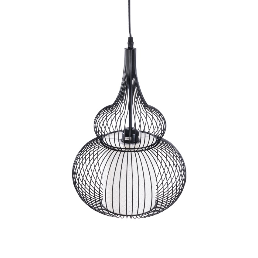 GLOBOSTAR® LILY  Μοντέρνο Κρεμαστό Φωτιστικό Οροφής με Ντουί 1 x E27 AC 220-240V IP20 - Μαύρο & Λευκό - Μ31 x Π31 x Υ42cm