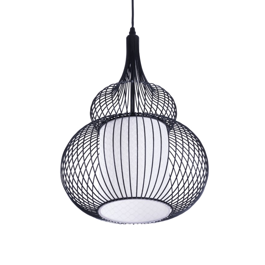 GLOBOSTAR® LILY  Μοντέρνο Κρεμαστό Φωτιστικό Οροφής με Ντουί 1 x E27 AC 220-240V IP20 - Μαύρο & Λευκό - Μ31 x Π31 x Υ42cm