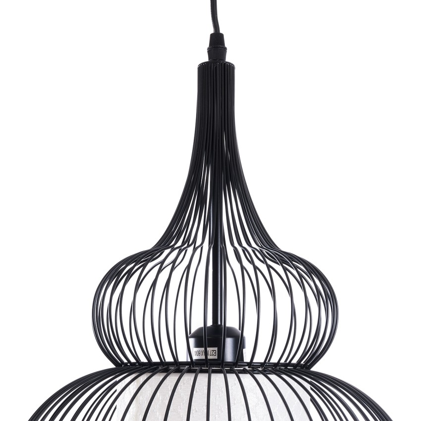 GLOBOSTAR® LILY  Μοντέρνο Κρεμαστό Φωτιστικό Οροφής με Ντουί 1 x E27 AC 220-240V IP20 - Μαύρο & Λευκό - Μ31 x Π31 x Υ42cm