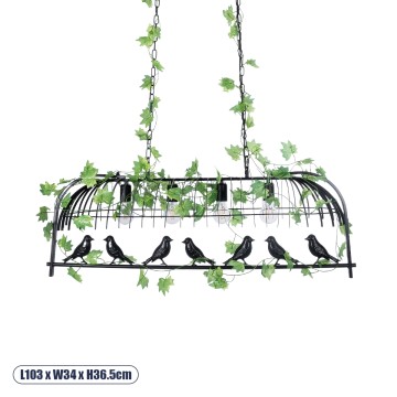 NEST  Vintage Κρεμαστό Φωτιστικό Φιγούρα Πολύφωτο 4 x E27 IP20 Mαύρο Μέταλλο με Πράσινο Πλαστικό - Μ103 x Π34 x Υ36.5cm