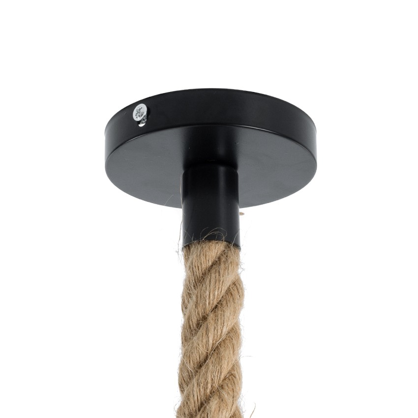 ROPE  Vintage Κρεμαστό Φωτιστικό Ανάρτηση Μονόφωτο 1 x E27 IP20 Μπεζ Σχοινί - Μ3.5 x Π3.5 x Y100cm
