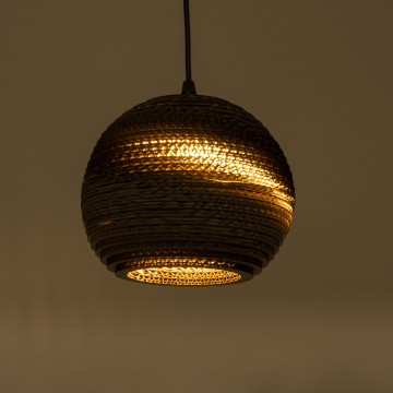 SANTORINI  Boho Κρεμαστό Φωτιστικό Μπάλα Μονόφωτο 1 x E27 IP20 3D Καφέ Χαρτί - Μ20 x Π20 x Y16cm