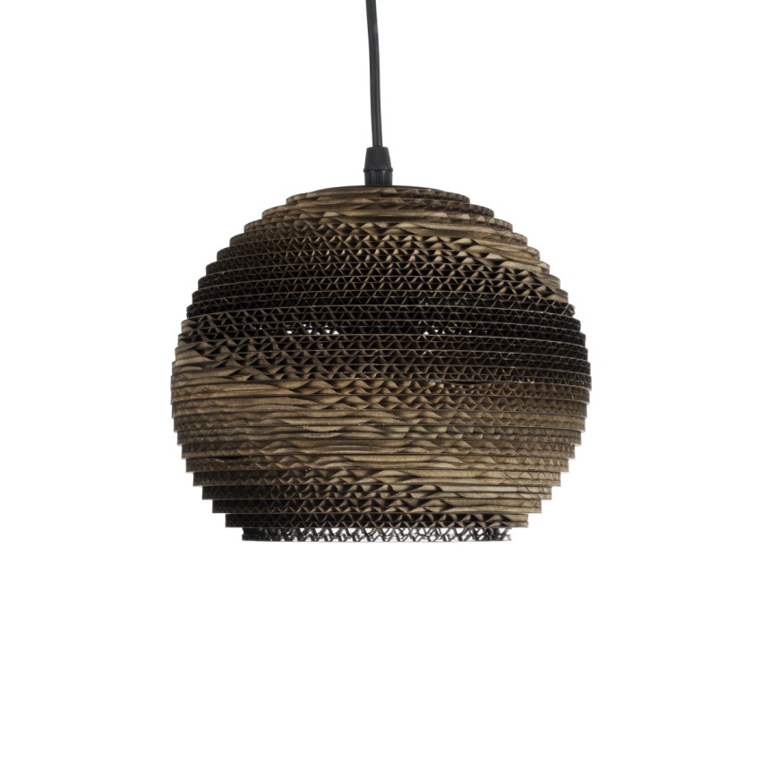 SANTORINI  Boho Κρεμαστό Φωτιστικό Μπάλα Μονόφωτο 1 x E27 IP20 3D Καφέ Χαρτί - Μ20 x Π20 x Y16cm