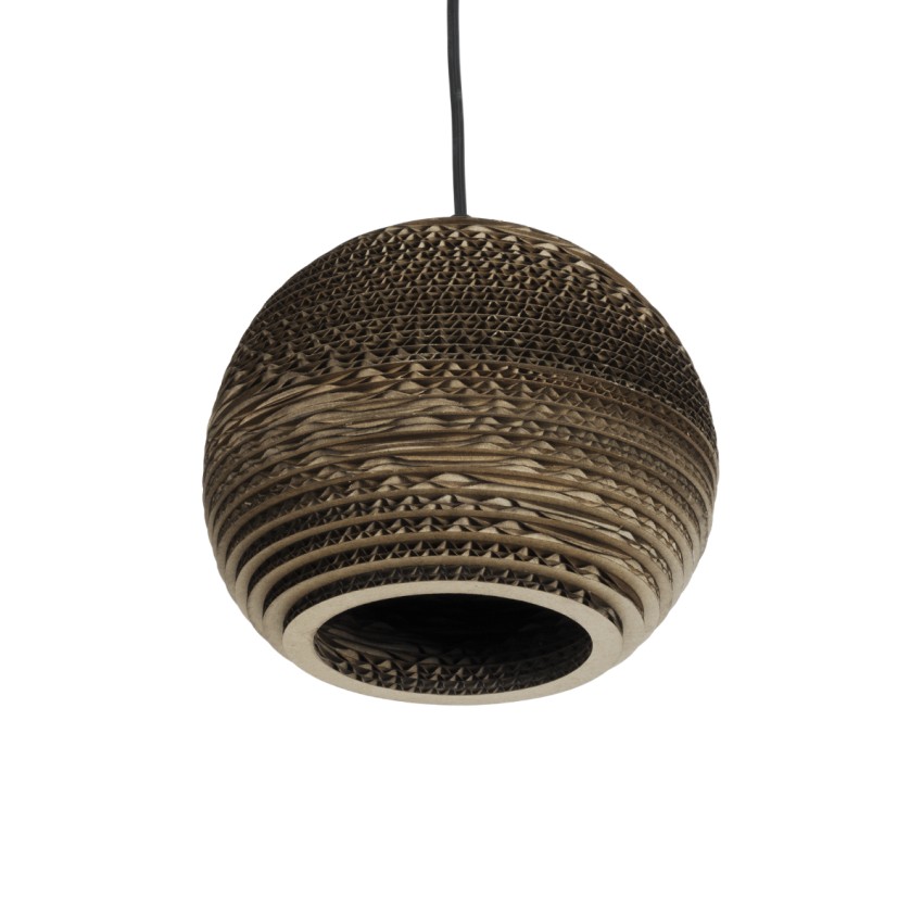 SANTORINI  Boho Κρεμαστό Φωτιστικό Μπάλα Μονόφωτο 1 x E27 IP20 3D Καφέ Χαρτί - Μ20 x Π20 x Y16cm