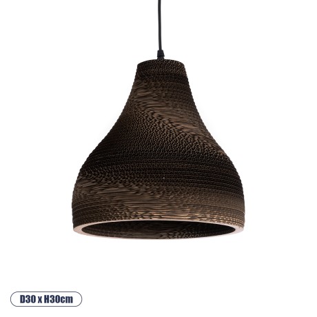 SANTORINI  Boho Κρεμαστό Φωτιστικό Καμπάνα Μονόφωτο 1 x E27 IP20 3D Καφέ Χαρτί - Μ30 x Π30 x Y30cm