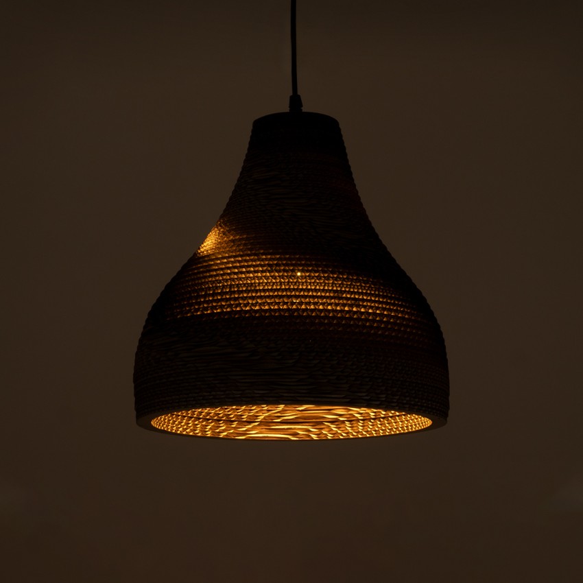 SANTORINI  Boho Κρεμαστό Φωτιστικό Καμπάνα Μονόφωτο 1 x E27 IP20 3D Καφέ Χαρτί - Μ30 x Π30 x Y30cm