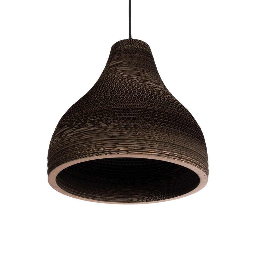 SANTORINI  Boho Κρεμαστό Φωτιστικό Καμπάνα Μονόφωτο 1 x E27 IP20 3D Καφέ Χαρτί - Μ30 x Π30 x Y30cm