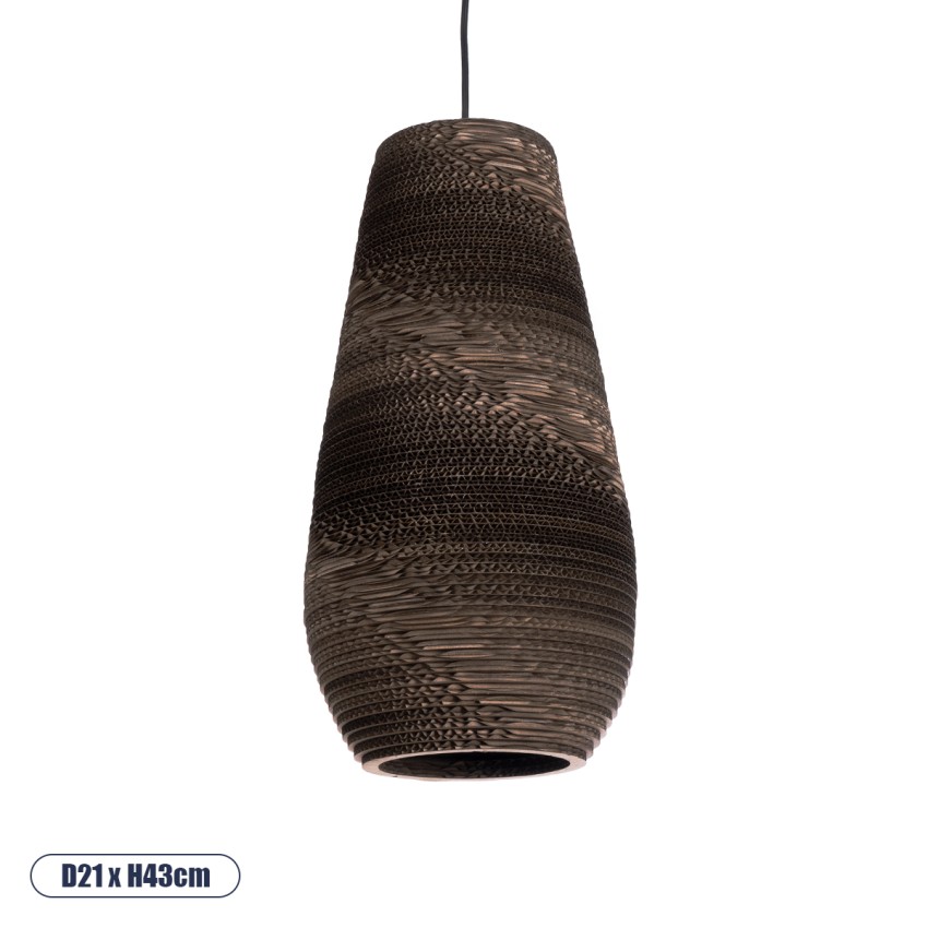 SANTORINI  Boho Κρεμαστό Φωτιστικό Καμπάνα Μονόφωτο 1 x E27 IP20 3D Καφέ Χαρτί - Μ21 x Π21 x Y43cm