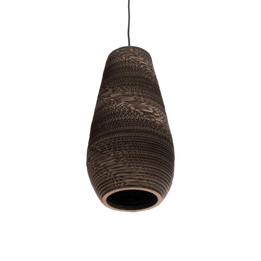 SANTORINI  Boho Κρεμαστό Φωτιστικό Καμπάνα Μονόφωτο 1 x E27 IP20 3D Καφέ Χαρτί - Μ21 x Π21 x Y43cm