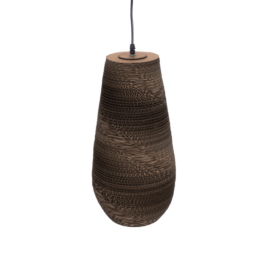 SANTORINI  Boho Κρεμαστό Φωτιστικό Καμπάνα Μονόφωτο 1 x E27 IP20 3D Καφέ Χαρτί - Μ21 x Π21 x Y43cm