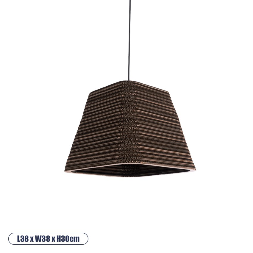 SANTORINI  Boho Κρεμαστό Φωτιστικό Καμπάνα Μονόφωτο 1 x E27 IP20 3D Καφέ Χαρτί - Μ38 x Π38 x Υ30cm