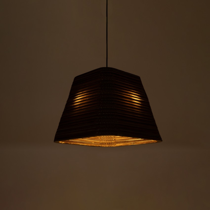 SANTORINI  Boho Κρεμαστό Φωτιστικό Καμπάνα Μονόφωτο 1 x E27 IP20 3D Καφέ Χαρτί - Μ38 x Π38 x Υ30cm