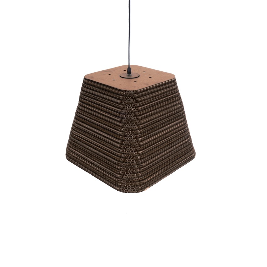 SANTORINI  Boho Κρεμαστό Φωτιστικό Καμπάνα Μονόφωτο 1 x E27 IP20 3D Καφέ Χαρτί - Μ38 x Π38 x Υ30cm