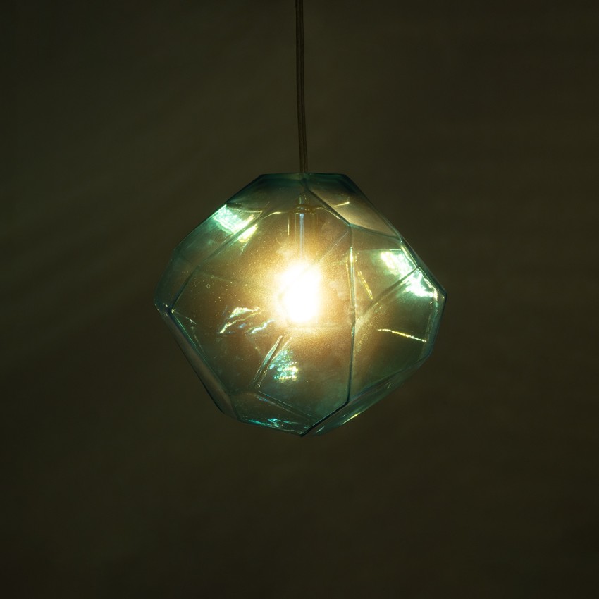 RINA  Μοντέρνο Κρεμαστό Φωτιστικό Μπάλα Μονόφωτο 1 x G9 IP20 Γαλάζιο Γυαλί - Μ20 x Π20 x Υ20cm