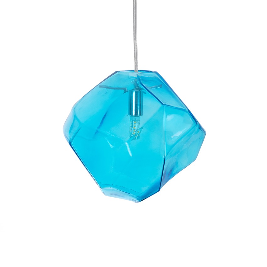 RINA  Μοντέρνο Κρεμαστό Φωτιστικό Μπάλα Μονόφωτο 1 x G9 IP20 Γαλάζιο Γυαλί - Μ20 x Π20 x Υ20cm