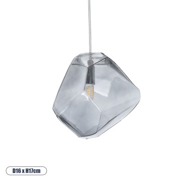 RINA  Μοντέρνο Κρεμαστό Φωτιστικό Μπάλα Μονόφωτο 1 x G9 IP20 Γκρι Γυαλί - Μ16 x Π16 x Υ17cm