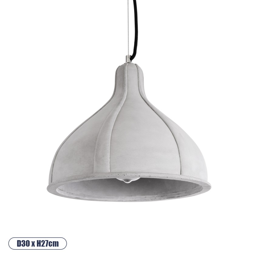 TRIBECA  Μοντέρνο Κρεμαστό Φωτιστικό Καμπάνα Μονόφωτο 1 x E27 IP20 Γκρι Τσιμέντο - Μ30 x Π30 x Υ27cm