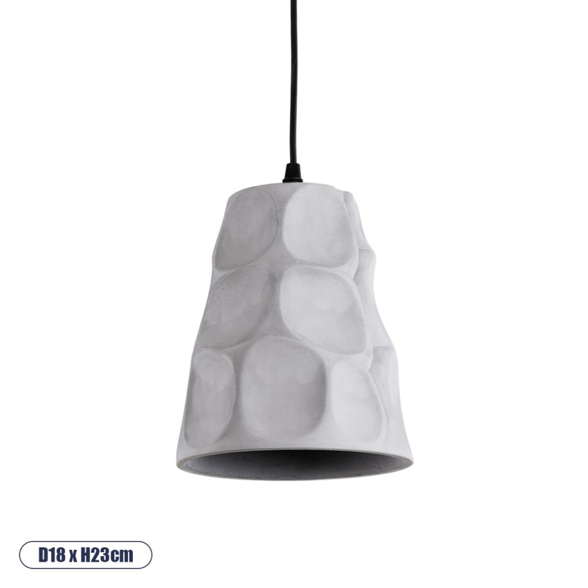 TRIBECA  Μοντέρνο Κρεμαστό Φωτιστικό Καμπάνα Μονόφωτο 1 x E27 IP20 Γκρι Τσιμέντο - Μ18 x Π18 x Υ23cm