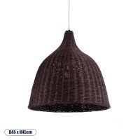 BAHAMAS  Boho Κρεμαστό Φωτιστικό Καμπάνα Μονόφωτο 1 x E27 IP20 Καφέ Ξύλο - Μ45 x Π45 x Υ45cm