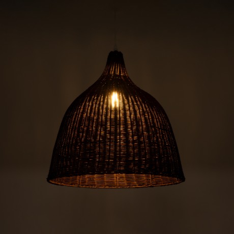 BAHAMAS  Boho Κρεμαστό Φωτιστικό Καμπάνα Μονόφωτο 1 x E27 IP20 Καφέ Ξύλο - Μ45 x Π45 x Υ45cm
