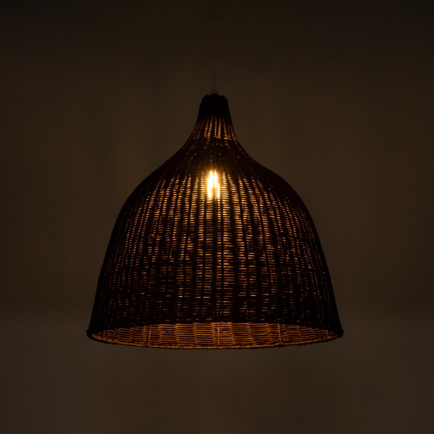 BAHAMAS  Boho Κρεμαστό Φωτιστικό Καμπάνα Μονόφωτο 1 x E27 IP20 Καφέ Ξύλο - Μ45 x Π45 x Υ45cm