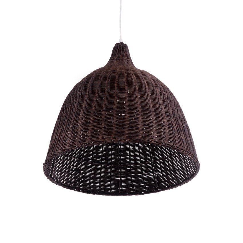 BAHAMAS  Boho Κρεμαστό Φωτιστικό Καμπάνα Μονόφωτο 1 x E27 IP20 Καφέ Ξύλο - Μ45 x Π45 x Υ45cm