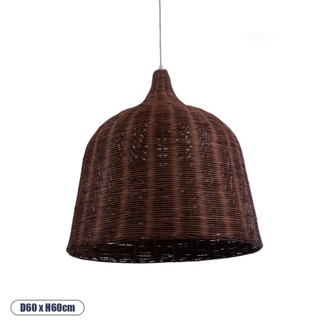 BAHAMAS  Boho Κρεμαστό Φωτιστικό Καμπάνα Μονόφωτο 1 x E27 IP20 Καφέ Ξύλο - Μ60 x Π60 x Υ60cm