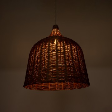 BAHAMAS  Boho Κρεμαστό Φωτιστικό Καμπάνα Μονόφωτο 1 x E27 IP20 Καφέ Ξύλο - Μ60 x Π60 x Υ60cm