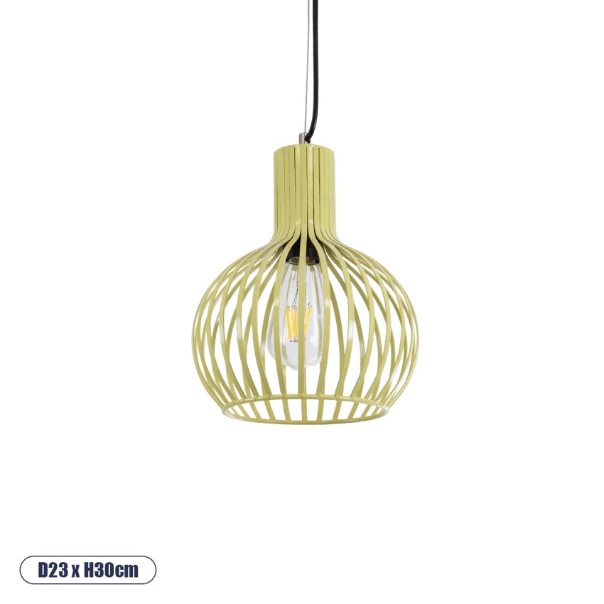 SCANDI  Vintage Κρεμαστό Φωτιστικό Πλέγμα Μονόφωτο 1 x E27 IP20 Μπεζ Μέταλλο - Μ23 x Π23 x Υ30cm