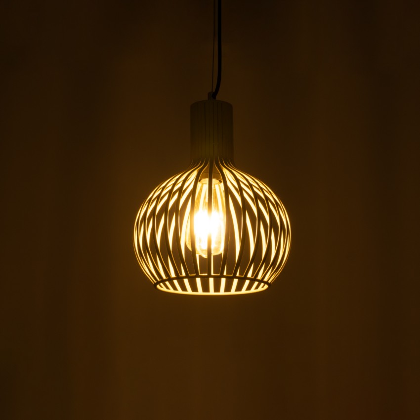 SCANDI  Vintage Κρεμαστό Φωτιστικό Πλέγμα Μονόφωτο 1 x E27 IP20 Μπεζ Μέταλλο - Μ23 x Π23 x Υ30cm