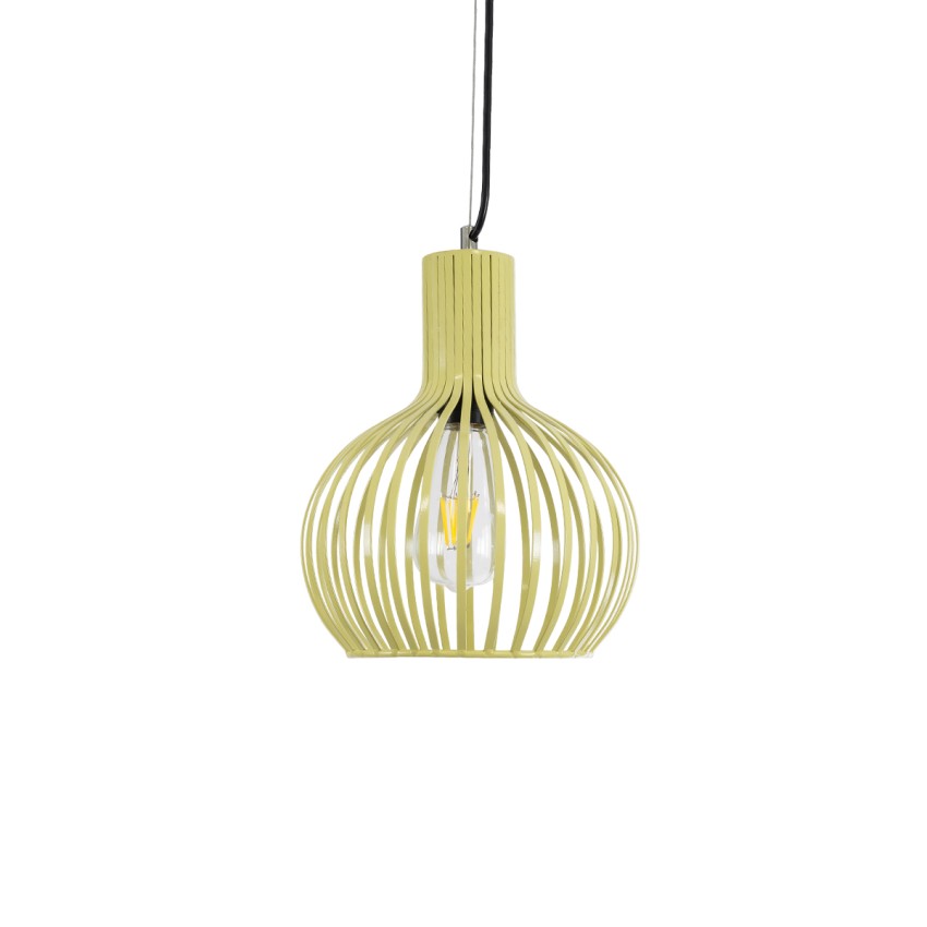 SCANDI  Vintage Κρεμαστό Φωτιστικό Πλέγμα Μονόφωτο 1 x E27 IP20 Μπεζ Μέταλλο - Μ23 x Π23 x Υ30cm