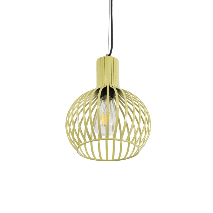 SCANDI  Vintage Κρεμαστό Φωτιστικό Πλέγμα Μονόφωτο 1 x E27 IP20 Μπεζ Μέταλλο - Μ23 x Π23 x Υ30cm