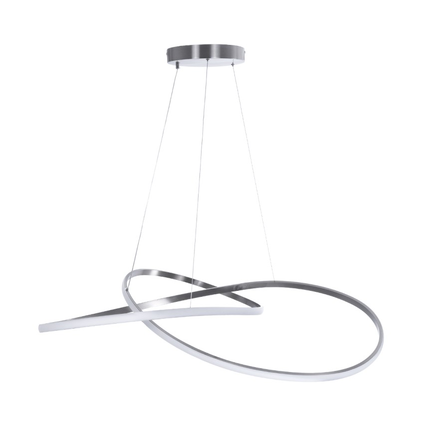 DEXTER  Κρεμαστό Φωτιστικό Οροφής Design LED CCT 120W 13440lm 300° AC 220-240V - Εναλλαγή Φωτισμού μέσω Τηλεχειριστηρίου All In One Ψυχρό 6000k+Φυσικό 4500k+Θερμό 2700k Dimmable Φ103cm - Νίκελ Βούρτσας