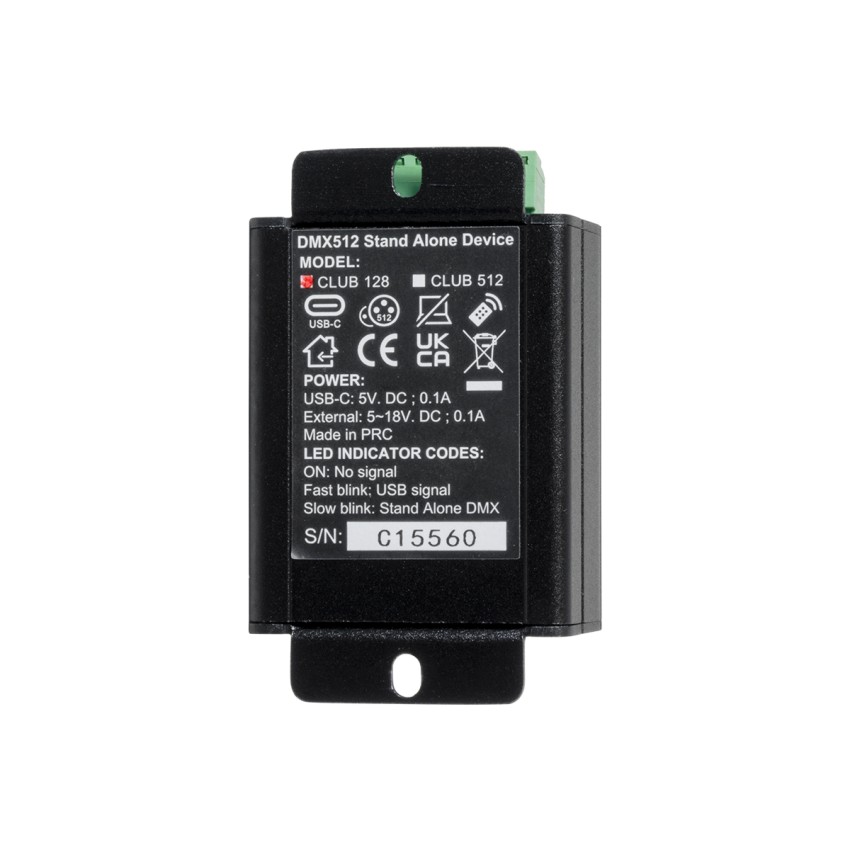 GLOBOSTAR® SKYDANCE-CHROMATEQ  USB-C σε DMX512 Interface 128 Κανάλια XLR3 DC 5V IP40 - Ασύρματο Χειριστήριο IR - Μ7.8 x Π5 x Υ3.8cm