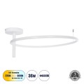 VERONA  Φωτιστικό Οροφής Δαχτυλίδι-Κύκλος LED CCT 36W 4032lm 360° AC 220-240V - Εναλλαγή Φωτισμού μέσω Διακόπτη On/Off All In One Ψυχρό 6000k+Φυσικό 4500k+Θερμό 2700K Φ60 x Υ23cm - Λευκό