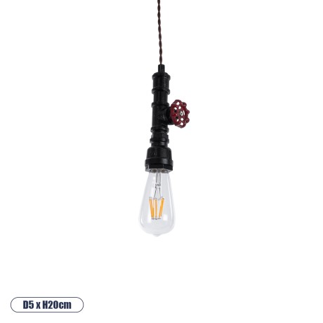 SPIGOT  Vintage Κρεμαστό Φωτιστικό Ανάρτηση Μονόφωτο 1 x E27 IP20 Μαύρο & Κόκκινο Μέταλλο - Μ5 x Π5 x Y20cm