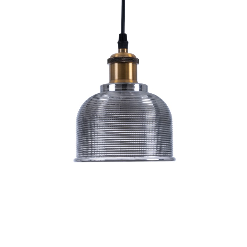 SEGRETO  Vintage Κρεμαστό Φωτιστικό Μονόφωτο Καμπάνα 1 x E27 IP20 Μαύρο Γυαλί με Χρυσό Μέταλλο - Μ14 x Π14 x Υ18cm