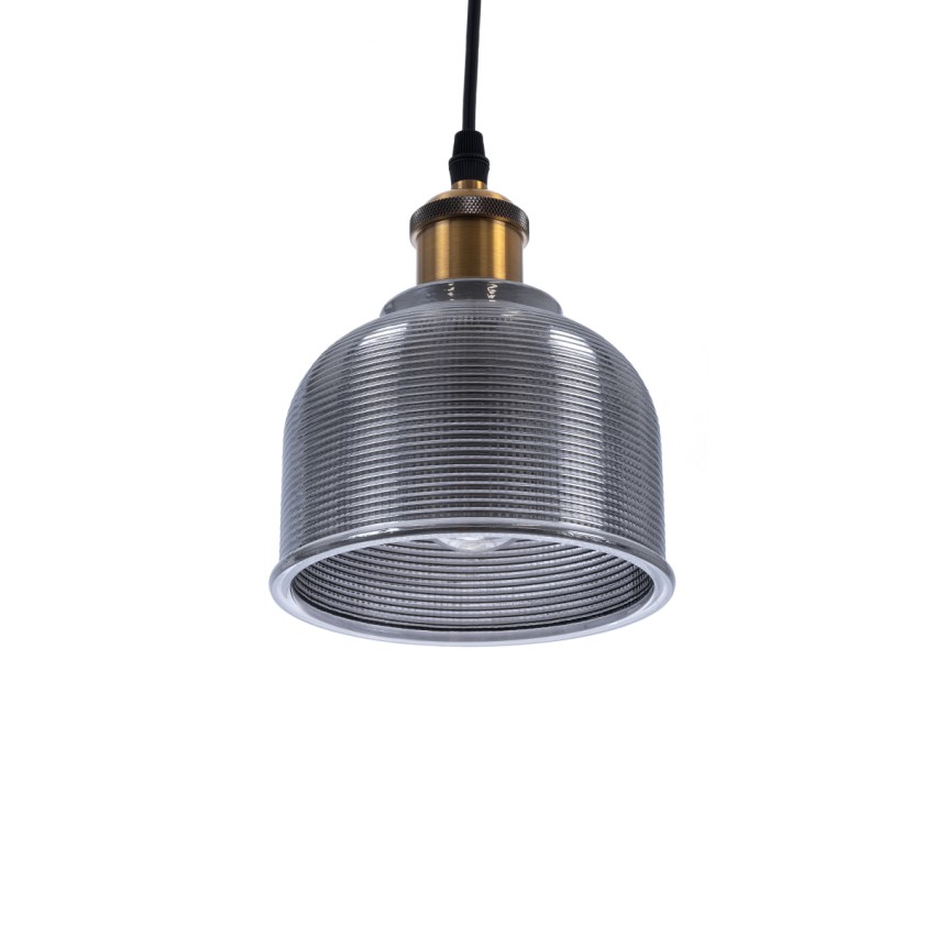 SEGRETO  Vintage Κρεμαστό Φωτιστικό Μονόφωτο Καμπάνα 1 x E27 IP20 Μαύρο Γυαλί με Χρυσό Μέταλλο - Μ14 x Π14 x Υ18cm