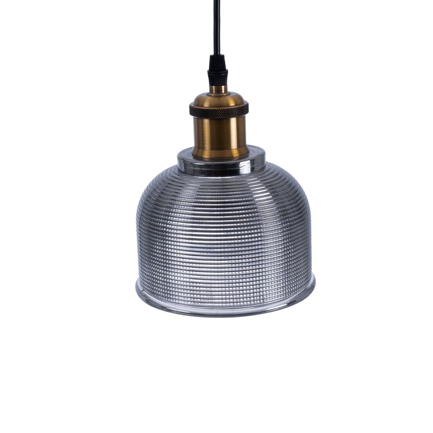 SEGRETO  Vintage Κρεμαστό Φωτιστικό Μονόφωτο Καμπάνα 1 x E27 IP20 Μαύρο Γυαλί με Χρυσό Μέταλλο - Μ14 x Π14 x Υ18cm