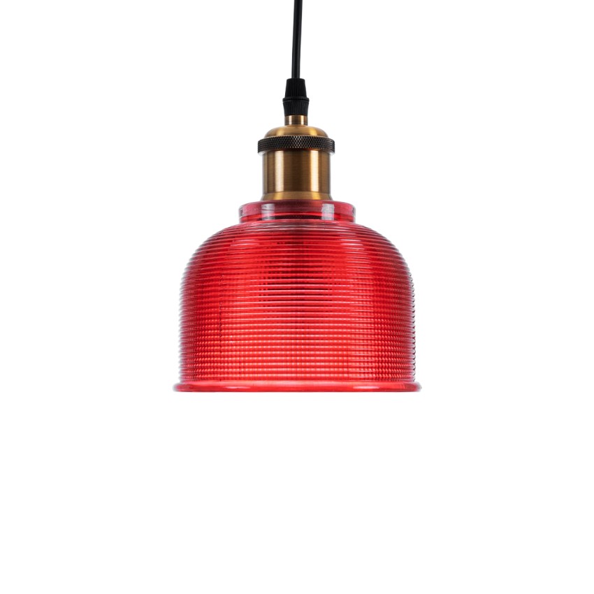 SEGRETO  Vintage Κρεμαστό Φωτιστικό Μονόφωτο Καμπάνα 1 x E27 IP20 Κόκκινο Γυαλί με Χρυσό Μέταλλο - Μ14 x Π14 x Υ18cm