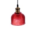 SEGRETO  Vintage Κρεμαστό Φωτιστικό Μονόφωτο Καμπάνα 1 x E27 IP20 Κόκκινο Γυαλί με Χρυσό Μέταλλο - Μ14 x Π14 x Υ18cm
