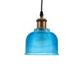 SEGRETO  Vintage Κρεμαστό Φωτιστικό Μονόφωτο Καμπάνα 1 x E27 IP20 Μπλε Γυαλί με Χρυσό Μέταλλο - Μ14 x Π14 x Υ18cm